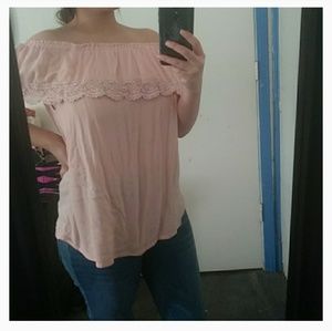 Pink off the shoulder blouse